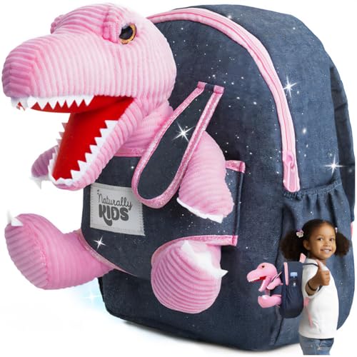 Naturally KIDS Pink Dinosaur Toys for Girls, Dinosaur Gifts for Girls 2-5 Year Old, Toddler Backpack - color: 02 Dinosaur Pink, style: Small