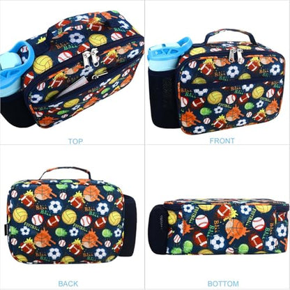 RHCPFOVR Kids Lunch Bag - Insulated Lunch Box for Boys Girls,Washable Lunch Bag and Reusable Toddler Leak-proof Lunchbox for School and Daycare - color: Deep Blue Sports