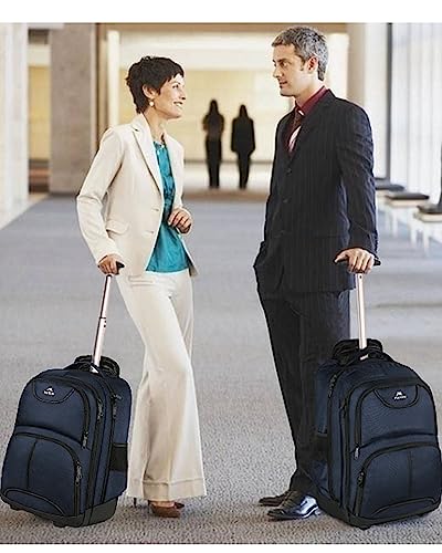 MATEIN Backpack with Wheels, Travel-friendly Rolling Laptop Backpack | Fit 17 Inch Notebook, Freewheel, Carry on Luggage Business bag, College Trolley Suitcase, Computer Bag, Compact, Blue - color: Blue, size: 17-inch