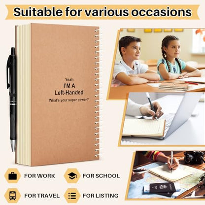 Jutom 2 Pcs Left Handed Notebooks 5 x 8 Inches, Lefty Spiral Wire Bound Journal 100 Pages Ruled, Hard Cover Notebook for Back to School Supplies, Classroom Essentials, Gifts for Left Handers(Natural)