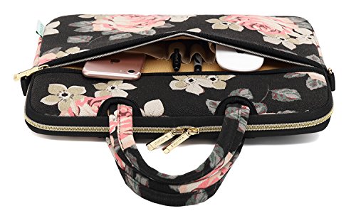 kayond Black Rose Patten water-resistant Laptop Shoulder Messenger Bag Case Sleeve for 14 Inch 14.1 Inch Laptop - color: Black Rose, size: 14-14.1 inch