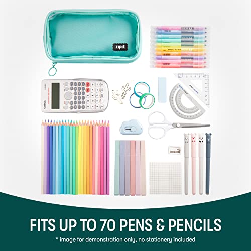 ZIPIT Half & Half Pencil Case, 3 Compartment Zipper Pouch for School, Stationery Bag for Teen Girls Boys and Adults, Mint - color: Mint