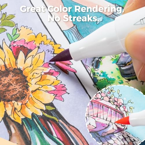 Ohuhu 7"x10" Marker Paper Pad Art Sketchbook for Drawing and Sketching | Large Sketch Book - 120 LB/200 GSM Smooth Drawing Paper - 78 Sheets/156 Pages - PU Hardcover Sketch Pad for Alcohol Markers - size: 7" x 10"