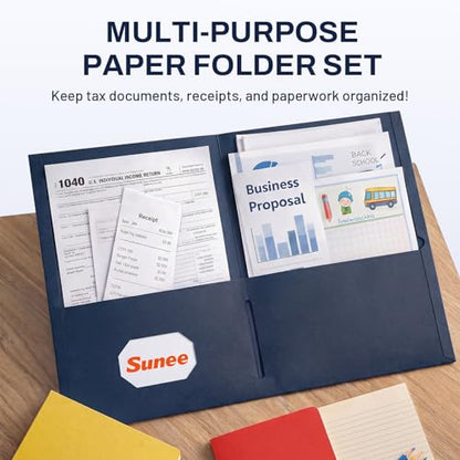 SUNEE Folders with Pockets(25 Pack, Dark Blue), 2 Pocket Folders Fit Letter Size Paper, Paper File Folder for School Office Home Business - color: Dark Blue, style: 25-Pack