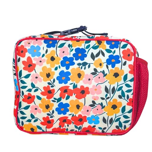 Yumbox Kids Insulated Lunch Bag, Holds Lunch Box & Bottle, Poppy Flowers | Holds Lunch Box & Water Bottle | 3 Ways to Carry | Interior Zipper Pocket | Insulated EVA Lining | Wipe-Clean Fabric - color: Poppy Red