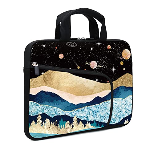 AMARY Laptop Sleeve 11.6"-12.2" Chromebook Case Ultrabook Case Notebook Sleeve PC Messenger Bag Tablet Case Neoprene Handle Sleeve (Mountains Galaxy) - color: Mountains Galaxy