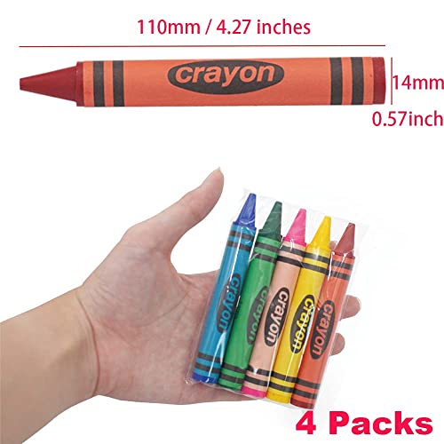 4 Sets of 5 Packs (20 count) Jumbo Size Crayons - Mini Crayon Packs Non-Toxic for Kids Party Favors, School Supplies for Teachers & Travel Crayons - size: Jumbo, style: 4 Sets (20 Counts)