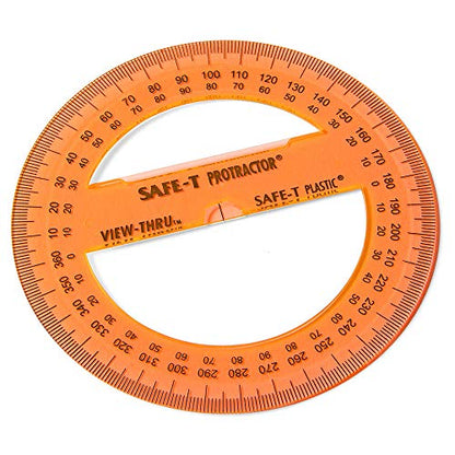 hand2mind Clear 4” Safe-T 360 Degree Protractor Set, Circle Protractor for School, Clear Plastic Protractor Ruler, Geometry Tools, Protractors Bulk for Classroom, Math Teacher Supplies (Set of 24) - style: 360 Degree (24 Pack)