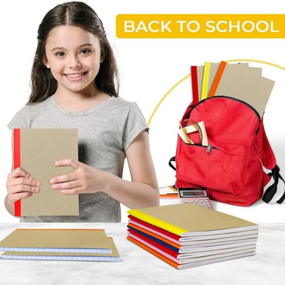 Rosmonde 50 Pack A5 Kraft Notebook, Wide Ruled, Bulk Journal Notebook A5 | Bulk Composition Notebook, 120 Pages (60 Sheets) Thick Notebook, 8 x 5.7, Bulk Kraft Travel Journals, Notebook for School - size: 50 Pack | Bulk Value, style: Wide Ruled - Kraft Co
