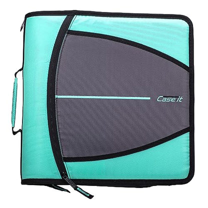 Case-it Mighty Zip Tab Zipper Binder, 3" O-Ring, 5-Color Tabs, Expanding File Folder, Shoulder Strap and Handle, 600 Page Capacity, D-146 - Jet Black