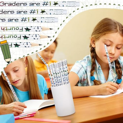 Tenceur 24 Pcs 4th Graders Pencils Bulk Motivational Pencils with Erasers Inspirational Pencil with Back to School Supplies for Kids Student Teacher Classroom Reward - style: 4th Graders