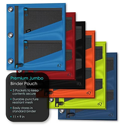 iScholar Jumbo Expandable Pencil Pouch, 3 Pockets, Color Will Vary (55035) - style: Jumbo