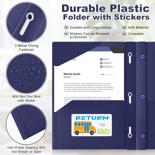 Henoyso 24 Set Take Home Folders with Clear Front Pocket, School-to-Home Communication Folder Bulk for Back to School Classroom, Heavy Duty Plastic Parent-Teacher Homework Folders (Dark Blue) - color: Dark Blue