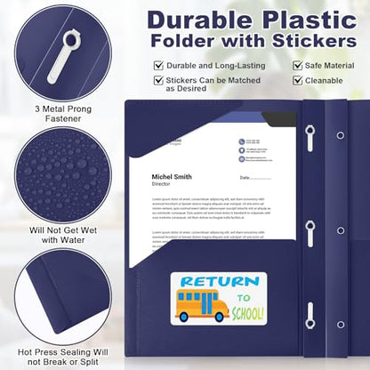 Henoyso 24 Set Take Home Folders with Clear Front Pocket, School-to-Home Communication Folder Bulk for Back to School Classroom, Heavy Duty Plastic Parent-Teacher Homework Folders (Dark Blue) - color: Dark Blue