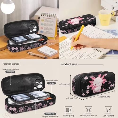 17 Inch Kid's 4PCS Backpack Set, Back to School Essentials | Insulated lunch box, water bottle pouch, pencil case, lightweight, padded shoulder straps, for elementary, middle school - color: Cute Axolotl