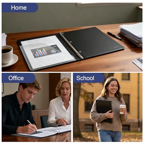 0.5-1-Inch 3-Ring-Binder with Pockets, Basic Binders 1-inch View Round Binders Holds US Letter Size 8.5'' x 11'' - Bundle Packs Perfect for Home, Office, and School (0.5'' - Black -12 Packs) - size: 0.5'' - Black -12 Packs