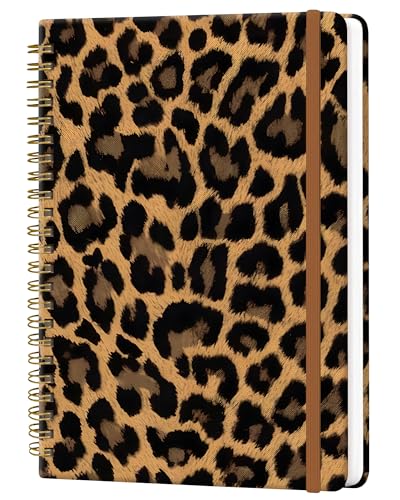 Spiral Journal Notebook for Women, Hardcover A5 College Ruled Notebook, 120 Pages, Thick Paper, Cute Lined Journal for School, Office & Work, 6 x 8.4 in(Leopard Cool) - color: Leopard Cool