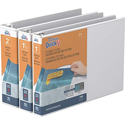 QuickFit Heavy-Duty Landscape 3-Ring Binder, Round Ring, 8 1/2 Inches by 11 Inches, 1.5 Inch, White, Pack of 4,97120-04 - size: 1.5 Inch, style: 4 Pack