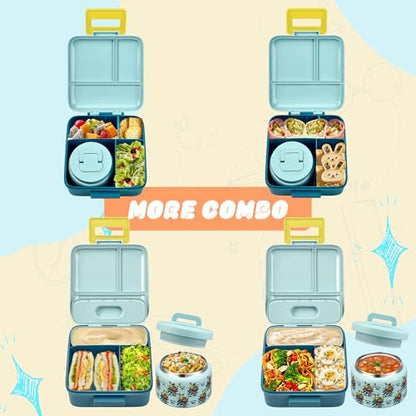 Bento Lunch Box for Kids with 8oz Soup Thermo Leak-Proof Lunch Food Containers with Snack Sauce Container for Kid Girls Boys to School (Screaming Dinosaur) - color: Cartoon Screaming Dinosaur