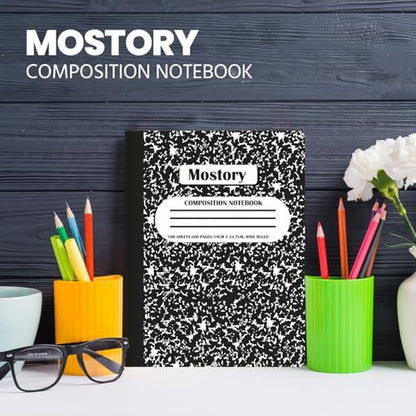 MOSTORY Pack of 500 Bulk Composition Notebook -Wide Ruled 200 Pages (100 Sheets), Size 7.5" x 9.75", Bulk School Supplies, Office, Bulk Notebooks for School, Writing Journal Notebook with Lined Paper - size: 500 Pack