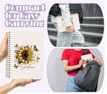 Welshower Sunflower Butterfly Inspirational Spiral Notebook Journal, Motivational Notebook for Women Men, Sunflower Gifts for Women, Positive Affirmation Journal, 5.5x8.3 Inch - color: Inspirational Notebook 04