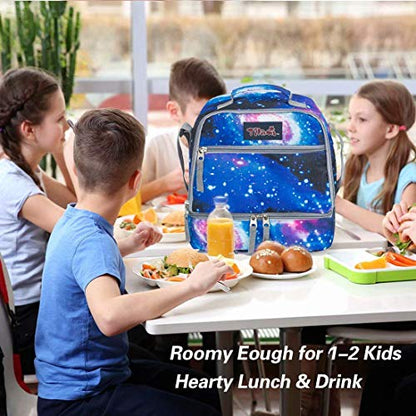 Tilami Rolling Backpack 19 inch with Lunch Bag Wheeled Laptop Backpack, Galaxy - color: Galaxy