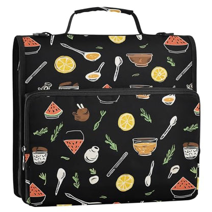 3 Ring Zipper Binder Hand Drawn Watermelon Lemon Binders Bag with Shoulder Strap 500 Sheets Paper Organizer Trapper Keeper Documents Storage File Folder for School Office - color: A2804