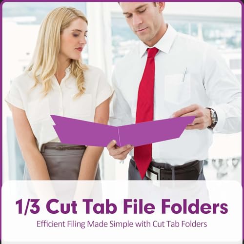 File Folder, PANDRI 120 Pack File Folder, 1/3 Cut Tab, Letter Size, Filing Folder for Office School Business, Rosepurple - color: Rosepurple