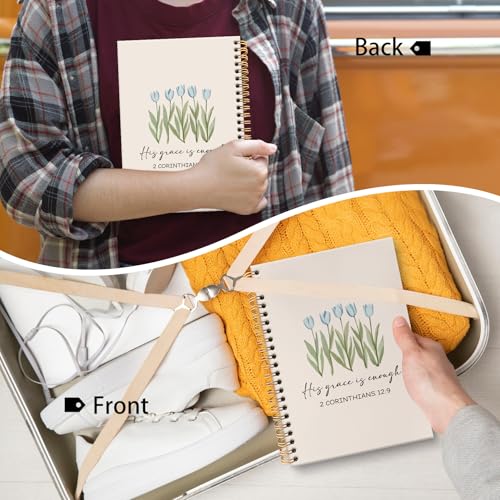 huester Christian Floral Notebook Journal, Blue Tulip Flowers His Grace Is Enough Bible Journal, Bible Journaling Notebooks for Note Taking, Floral Hardcover Paper Spiral Notebook, 5.5x8.3 Inch - color: Christian01