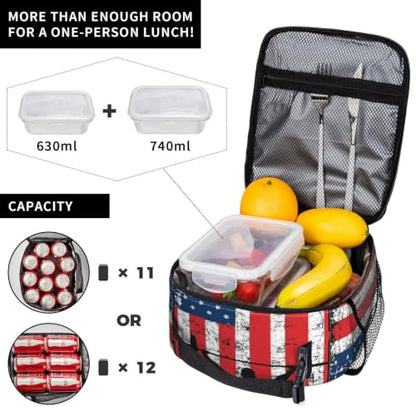 Weightlifting American Flag Lunch Bag 10In | Insulated Lunch Box Reusable Tote Bag For Picnic Office For Women Men - color: Style 2
