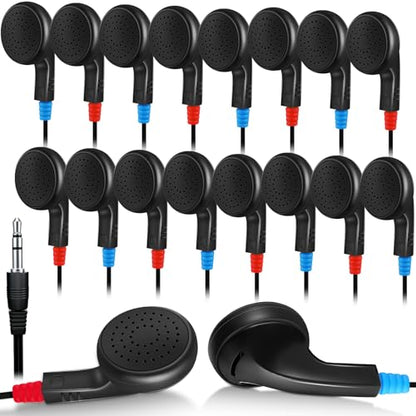 Kanayu 100 Pack Earbuds Bulk Earphones for School Classroom, Student Wired Earbuds Headphones Without Mic, Earphones Bulk for Adults School Library Laptop, Individually Bagged (Black) - color: Black