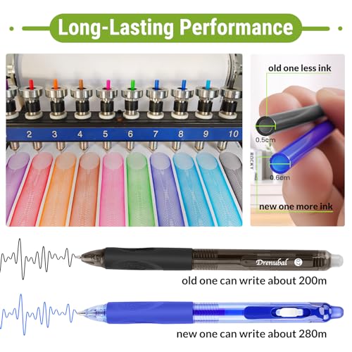 14 Pack Erasable Pens, 8 Black 3 Blue 3 Red Erasable Gel Pens, 0.6mm Fine Point Retractable Refillable Gel Ink Pens with Eraser, Soft Grip Click Pens for School Office Teachers - color: 3 Color 14 Pack Black Blue Red