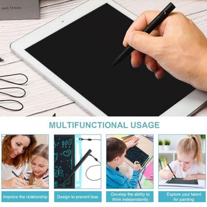 Flutesan 4.5 Inch LCD Writing Tablet Pen Replacement 4 Pcs Kids Stylus Pen for Drawing Tablet Doodle Pad with 4 Hanging Rope(Black) - color: Black