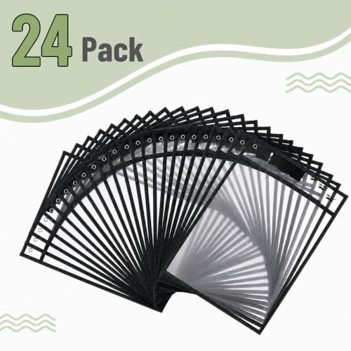 Mr. Pen- Large Reusable Dry Erase Pockets, 24 Pack, Black | Clear Plastic Sheet Protectors, Teacher, School, Classroom Supplies - color: Black, size: 24 Pack