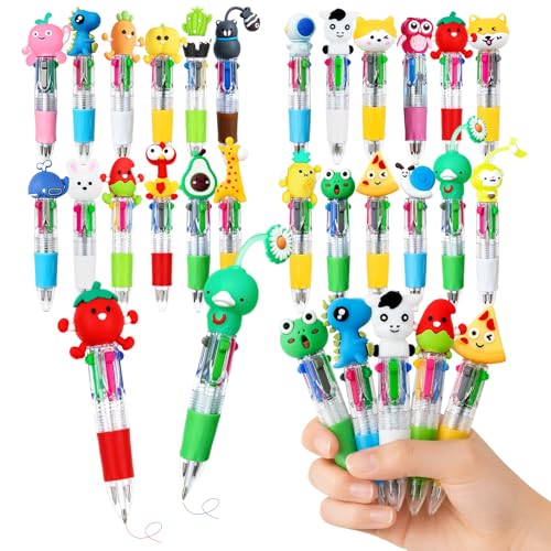 24Pcs Mini Multicolor Pen in One, 4-in-1 Cute Fun Ballpoint Pens Bulk for Party Favors Back to School Gifts for Classroom Birthday Gifts (Fun) - style: Fun