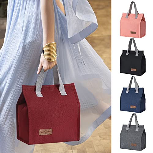 2Pcs Red Lunch Bag Insulated, Lunch Box Bag, Reusable Lunch Tote Bag | small lunch tote,tasty food lunch bag,small cooler bag,Lunch Box Container Bag Insulated for Women, Men, Work, Office, Travel - color: Red