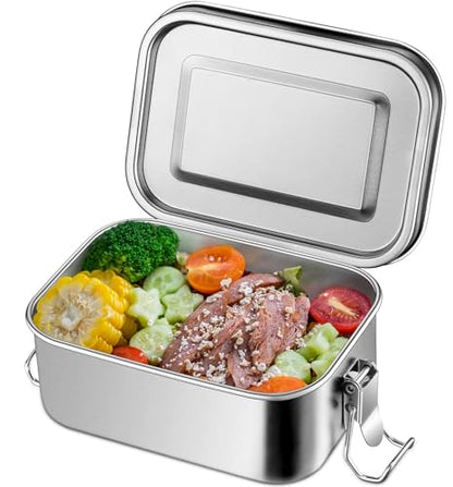 Leonyo Small Lunch Box 18.6oz Stainless Steel Lunch Bento Container | 550ml Mini Metal Tiffin Lunch Box, Leak-Proof Food Containers Snack Tin, Dishwasher Safe, Oven Safe Except for Lid - size: 550ML