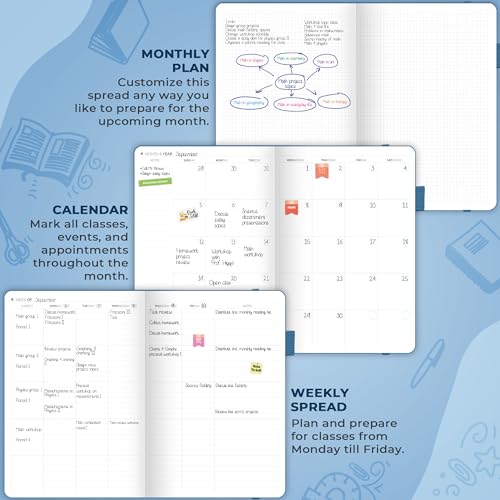 Clever Fox Teacher Planner, School & Homeschool Book, A4 Size Mystic Blue | Undated, 8.5x11, lay-flat binding, heavy-duty hardcover, teacher lesson weekly & daily planner, homeschool supplies - color: Mystic Blue, size: A4 (8.5" x 11")