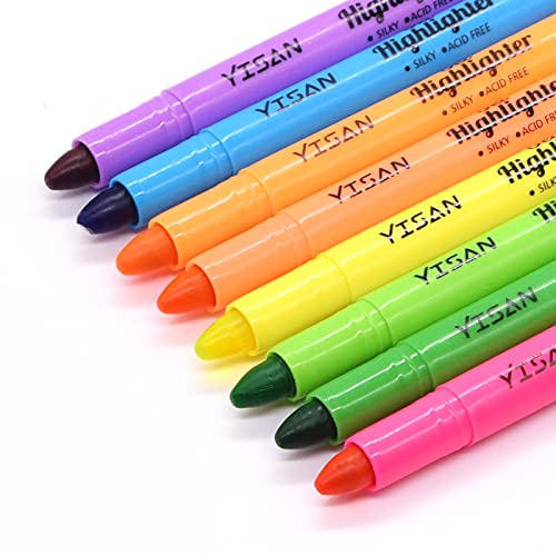 YISAN Bible Highlighters, 8 Assorted Colors | No Bleed, Gel Highlighter, Dry Highlighters, Crayon Marker Pens for Bible Study Journaling,20222 - color: Fluorescent
