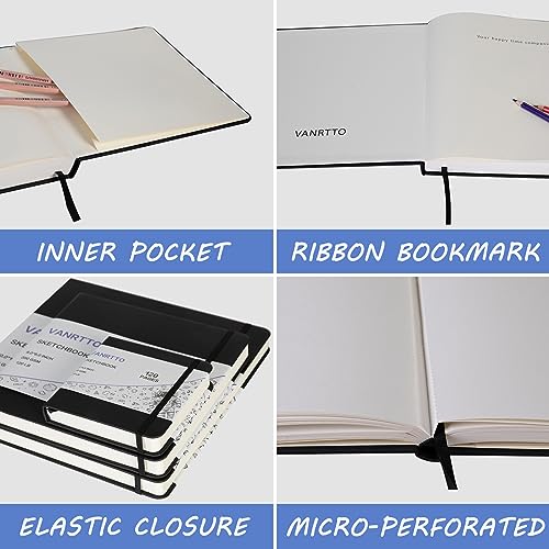 Vanrtto Hardcover Square Sketch Book, Mixed Media Sketchbook 8x8 Inch | Hardcover Square Sketchbook 120lb/200GSM Sketchbook Drawing Paper for Watercolor Mixed Media, 60 Sheets/120 Pages Sketch Pad - size: 8*8 INCH