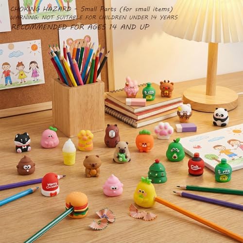 Cute Pencil Sharpeners for Kids, Cartoon Pencil Sharpener Manual, Handheld Pencils Sharpener, Colored Pencils Sharpeners Kawaii Stationary Gifts School Home Office Supplies