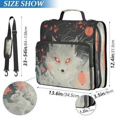 3 Ring Zipper Binder Fox Cherry Blossom Binders Bag with Shoulder Strap 500 Sheets Paper Organizer Trapper Keeper Documents Storage File Folder for School Office - color: A934