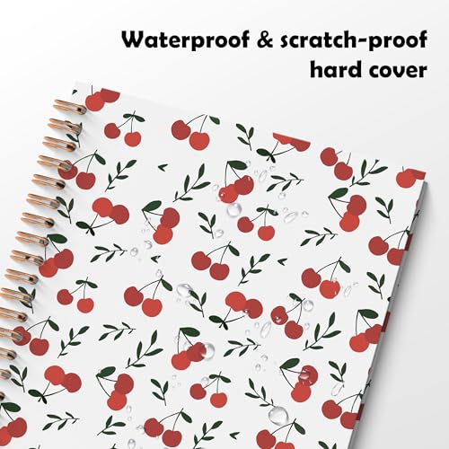 Cute Cherry Spiral Notebook, Cherry Gifts for Women Journal, Fruit Lover Gifts, Girly Aesthetic Fruit Journal Notebook, 5.5x8.3 Inch - color: Cherry