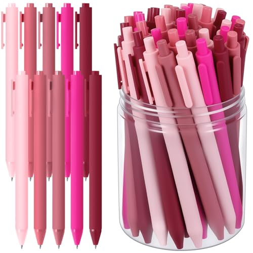 Crtiin 50 Pcs Gel Pens Bulk, 0.5mm Fine Point Black Ink Pen with Assorted Colored Retractable Quick Dry Pens for Office Teacher, Journaling, Server, Classroom, Back to School Supplies (Pink Series) - color: Pink Series