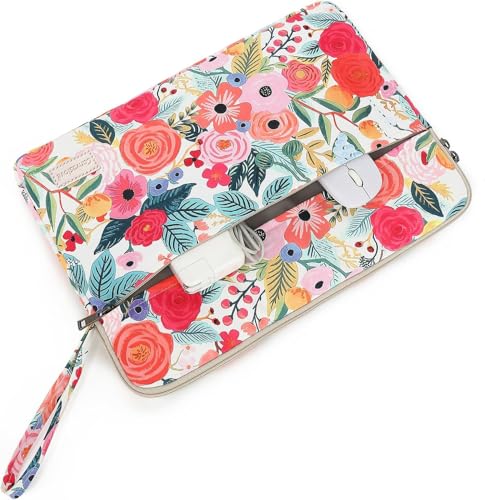 Laptop Sleeve Carrying Case Bag with Handle and Pocket for MacBook Pro 14 inch and 14 inch-14.4 inch HP, Lenovo, Dell, ASUS, Acer Notebook Computer (Rose Garden) - color: Rose Garden With Strap, size: 14 inch