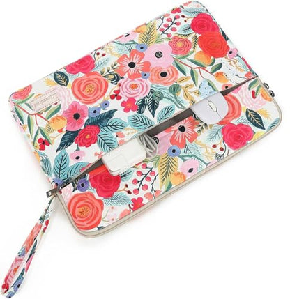 Laptop Sleeve Carrying Case Bag with Handle and Pocket for MacBook Pro 14 inch and 14 inch-14.4 inch HP, Lenovo, Dell, ASUS, Acer Notebook Computer (Rose Garden) - color: Rose Garden With Strap, size: 14 inch