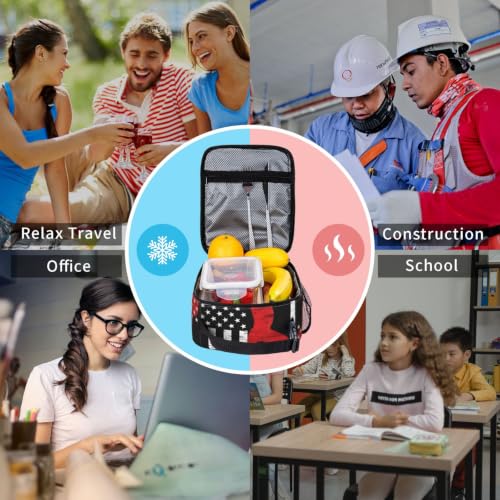 Weightlifting American Flag Lunch Bag 10In | Insulated Lunch Box Reusable Tote Bag For Picnic Office For Women Men - color: Style 4