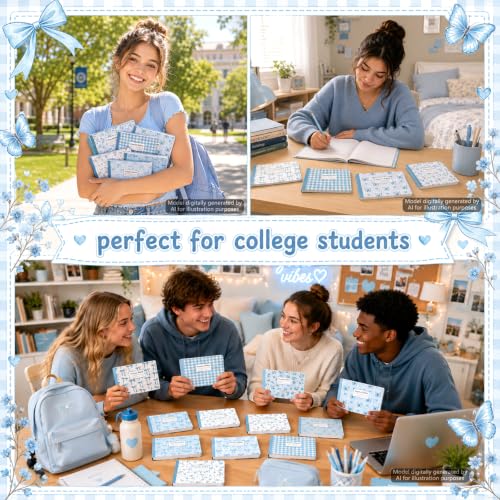 16 Pack Mini Composition Notebooks Bulk College Ruled 7.4'' x 4.7'' Blue Bow Half Size Composition Books 80 Pages Small Pocket Journal Books Back to School Gift for Student Teacher Office Supplies - color: Blue Bow