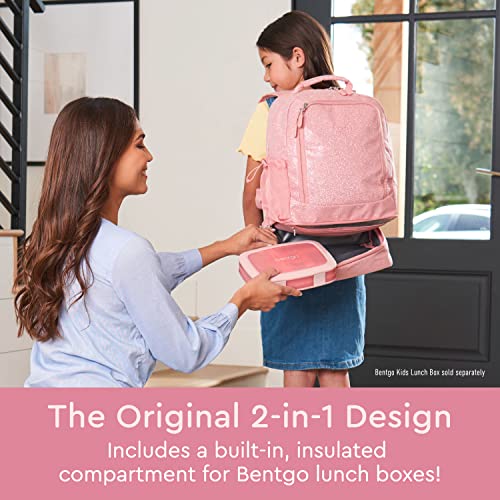 Bentgo Kids 2-in-1 Backpack & Insulated Lunch Bag - Glitter Designed 16” Backpack for School & Travel - Durable, Water Resistant, Padded, & Large Compartments (Glitter Edition - Petal Pink) - color: Glitter Edition - Petal Pink