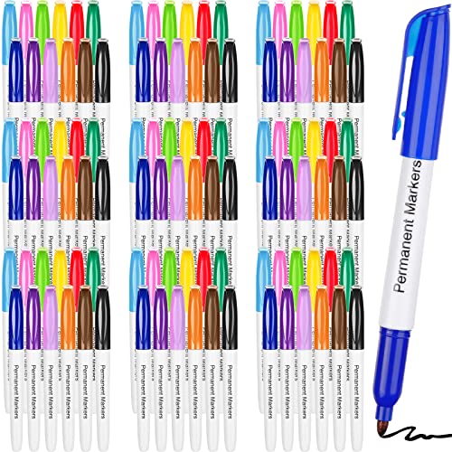 Yahenda 108 Pack Colored Permanent Markers Bulk Colorful Permanent Marker Pen Fine Point Waterproof Permanent Markers for Work on Wood Metal Plastic Stone Office(Multicolor)